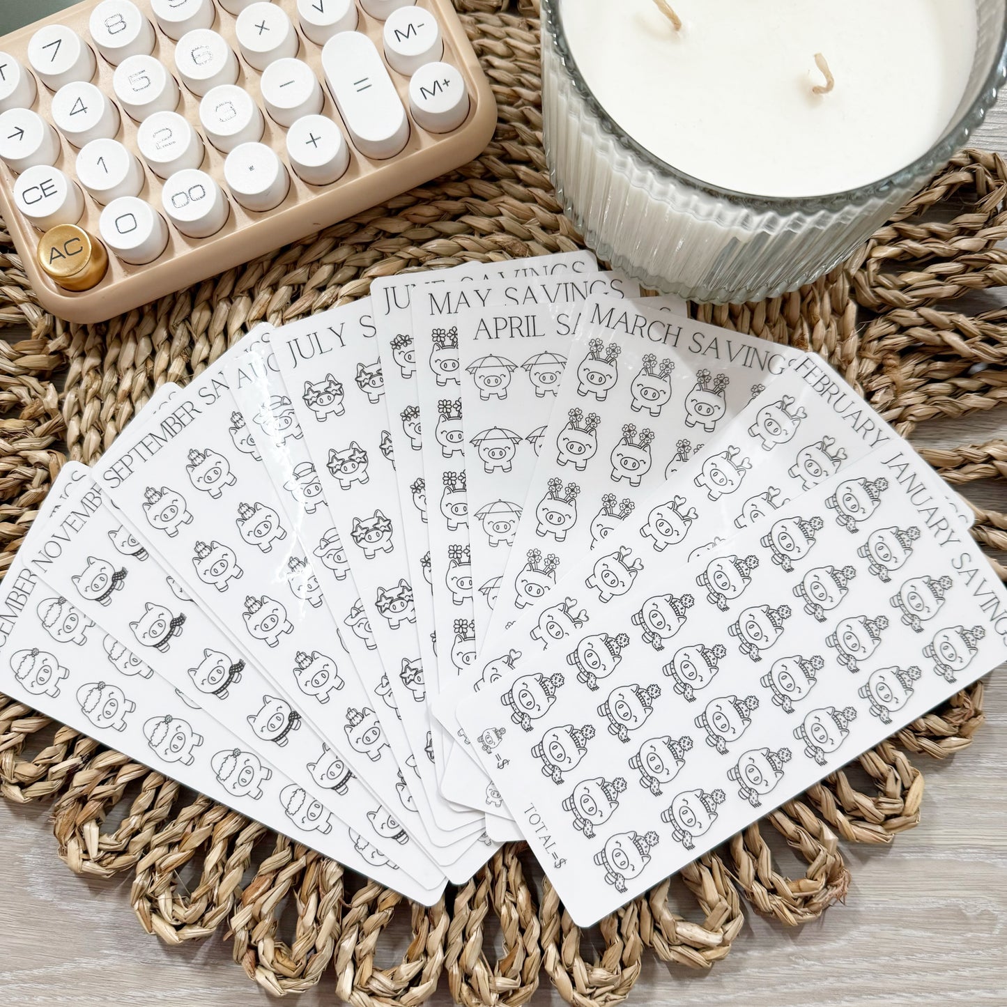 Penny the Pig 12 Month Seasonal Savings Trackers